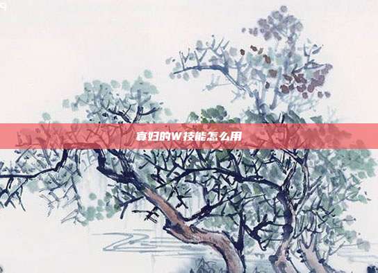 寡妇的W技能怎么用