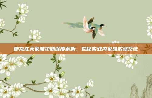 御龙在天家族功勋深度解析,揭秘游戏内家族成就系统