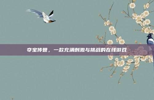 夺宝传世,一款充满刺激与挑战的在线游戏