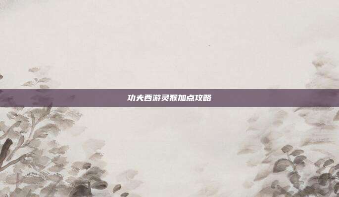 功夫西游灵猴加点攻略