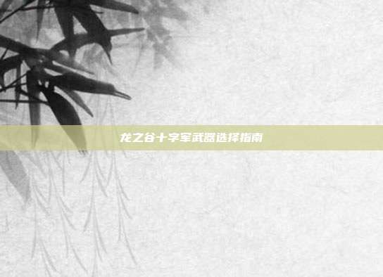 龙之谷十字军武器选择指南