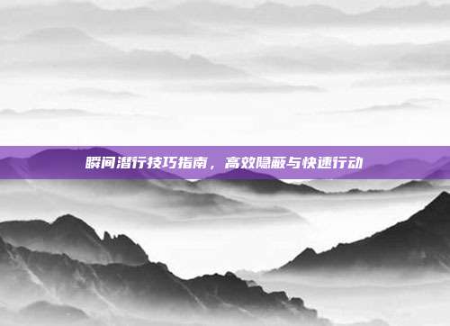 瞬间潜行技巧指南,高效隐蔽与快速行动