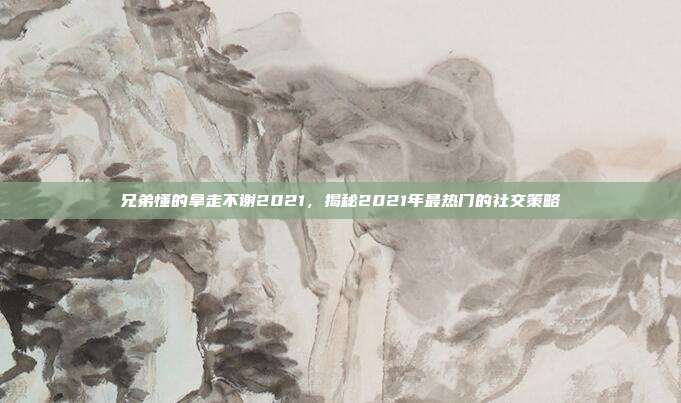 兄弟懂的拿走不谢2021,揭秘2021年最热门的社交策略