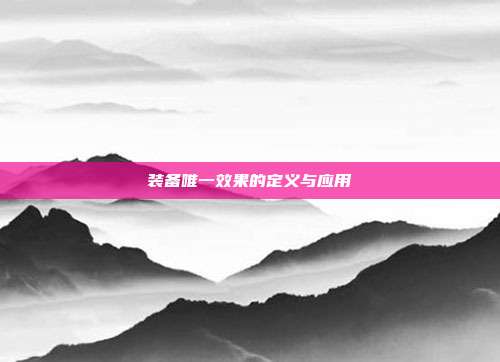 装备唯一效果的定义与应用