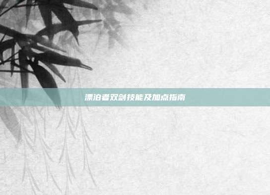 漂泊者双剑技能及加点指南