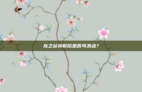 龙之谷转职后是否可洗点?