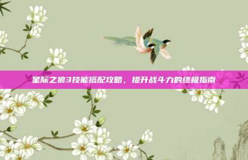 星际之狼3技能搭配攻略,提升战斗力的终极指南