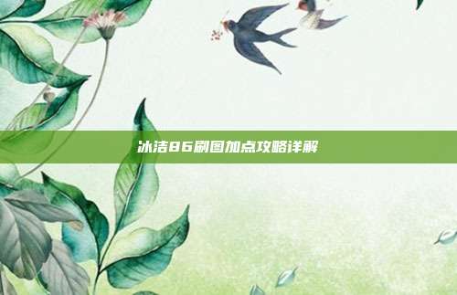 冰洁86刷图加点攻略详解