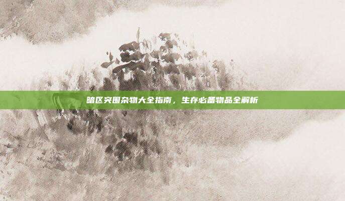 暗区突围杂物大全指南,生存必备物品全解析
