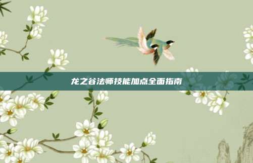 龙之谷法师技能加点全面指南