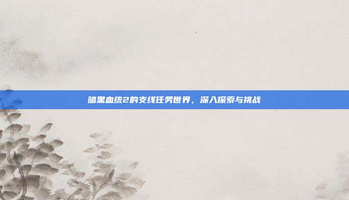 暗黑血统2的支线任务世界,深入探索与挑战