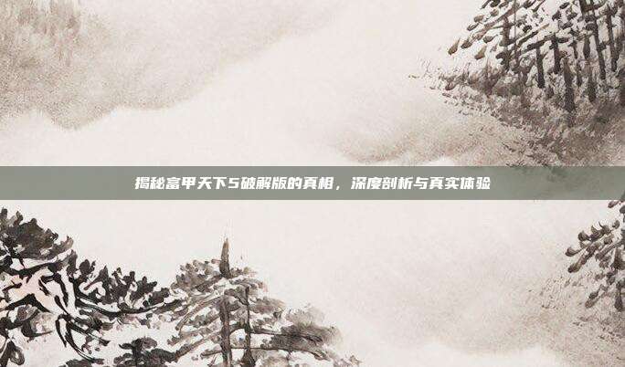 揭秘富甲天下5破解版的真相,深度剖析与真实体验