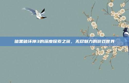 暗黑破坏神3的深度探索之旅,无尽魅力的游戏世界