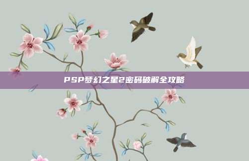 PSP梦幻之星2密码破解全攻略