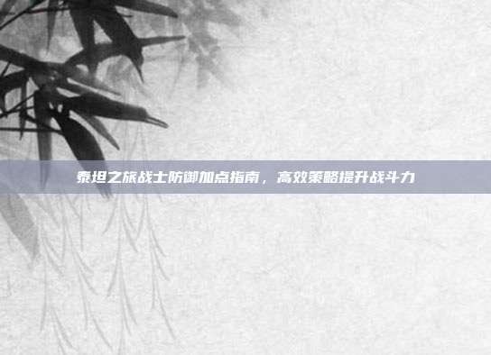 泰坦之旅战士防御加点指南,高效策略提升战斗力