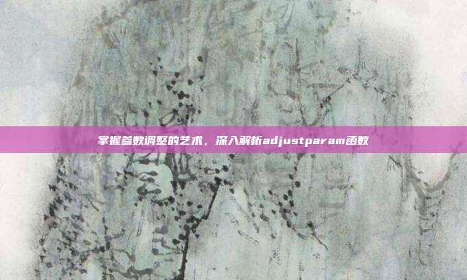 掌握参数调整的艺术,深入解析adjustparam函数