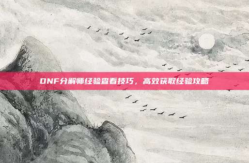 DNF分解师经验查看技巧,高效获取经验攻略