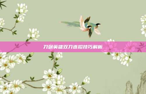 刀剑英雄双刀连招技巧解析