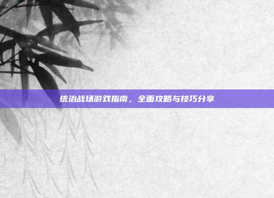 统治战场游戏指南,全面攻略与技巧分享