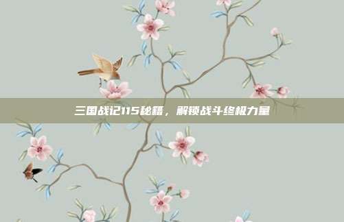 三国战记115秘籍,解锁战斗终极力量