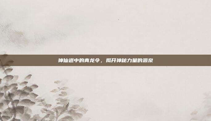 神仙道中的青龙令,揭开神秘力量的源泉