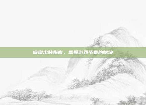 盲僧出装指南,掌握游戏节奏的秘诀