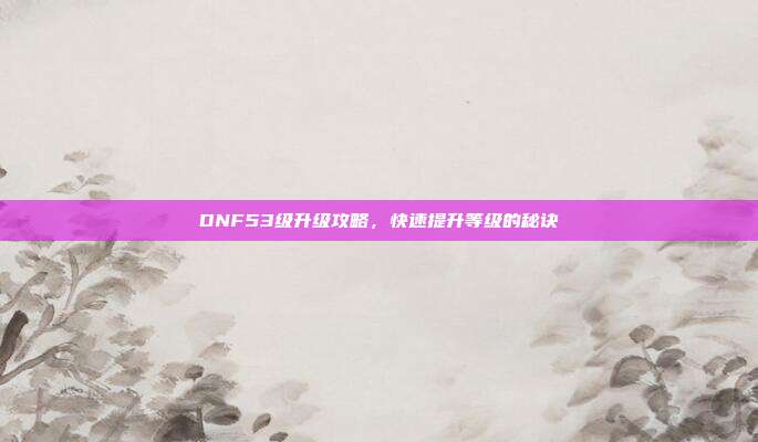 DNF53级升级攻略,快速提升等级的秘诀