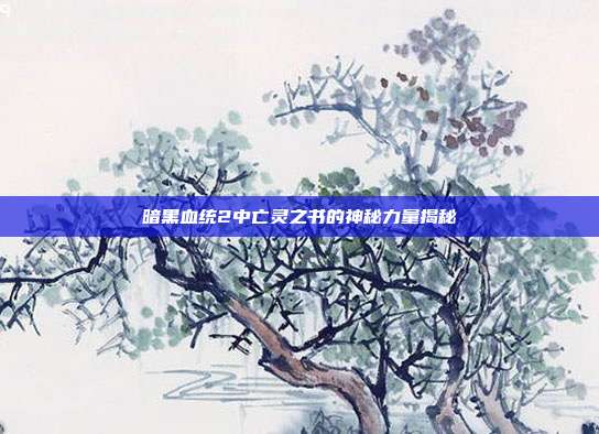 暗黑血统2中亡灵之书的神秘力量揭秘