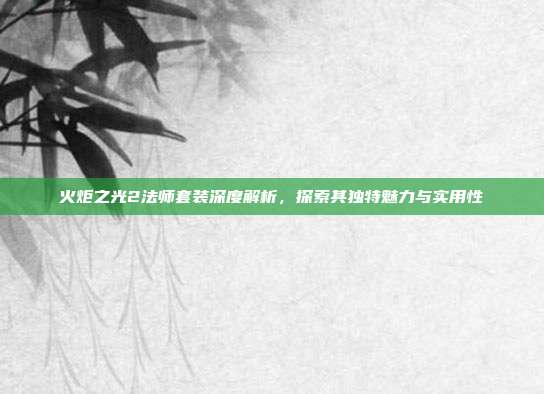 火炬之光2法师套装深度解析,探索其独特魅力与实用性