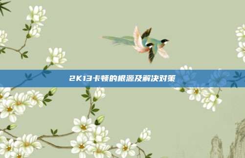 2K13卡顿的根源及解决对策