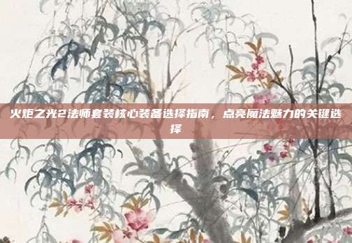 火炬之光2法师套装核心装备选择指南,点亮魔法魅力的关键选择