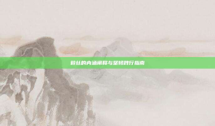 毅丝的内涵阐释与坚韧践行指南