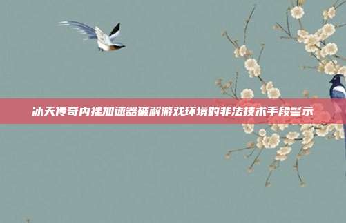 冰天传奇内挂加速器破解游戏环境的非法技术手段警示