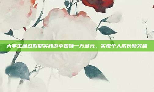 大学生通过假期实践游中国赚一万多元,实现个人成长新突破