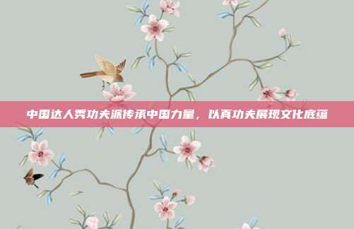 中国达人秀功夫派传承中国力量,以真功夫展现文化底蕴