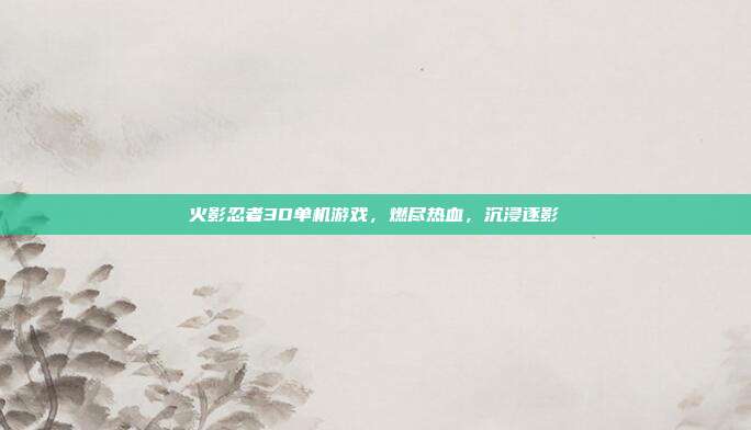 火影忍者3D单机游戏,燃尽热血,沉浸逐影