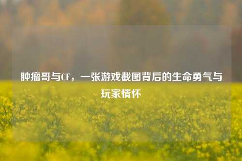 肿瘤哥与CF，一张游戏截图背后的生命勇气与玩家情怀