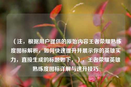 (注,根据用户提供的原始内容王者荣耀熟练度图标解析,如何快速提升并展示你的英雄实力,直接生成的标题如下,),王者荣耀英雄熟练度图标详解与速升技巧