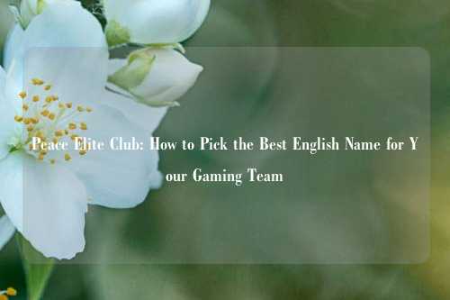 Peace Elite Club: How to Pick the Best English Name for Your Gaming Team