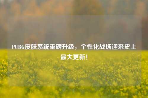 PUBG皮肤系统重磅升级，个性化战场迎来史上最大更新！