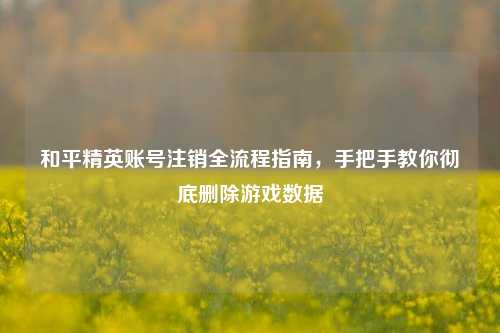 和平精英账号注销全流程指南,手把手教你彻底删除游戏数据