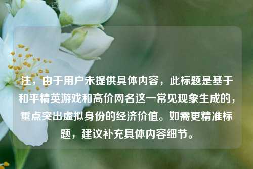 注,由于用户未提供具体内容,此标题是基于和平精英游戏和高价网名这一常见现象生成的,重点突出虚拟身份的经济价值。如需更精准标题,建议补充具体内容细节。