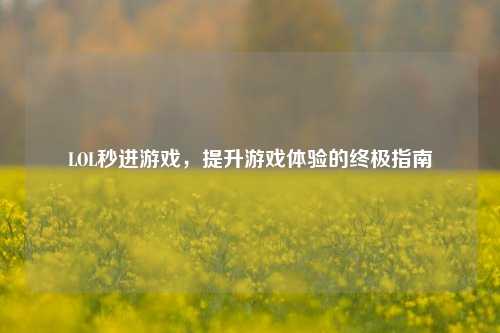 LOL秒进游戏，提升游戏体验的终极指南