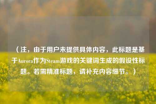 (注,由于用户未提供具体内容,此标题是基于Aurora作为Steam游戏的关键词生成的假设性标题。若需精准标题,请补充内容细节。)