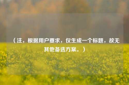 （注，根据用户要求，仅生成一个标题，故无其他备选方案。）