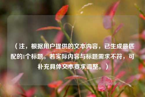 （注，根据用户提供的文本内容，已生成最匹配的1个标题。若实际内容与标题需求不符，可补充具体文本要求调整。）