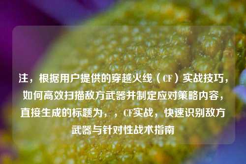 注，根据用户提供的穿越火线（CF）实战技巧，如何高效扫描敌方武器并制定应对策略内容，直接生成的标题为，，CF实战，快速识别敌方武器与针对性战术指南