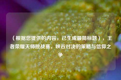 （根据您提供的内容，已生成最简标题），王者荣耀天师挑战赛，峡谷对决的策略与信仰之争