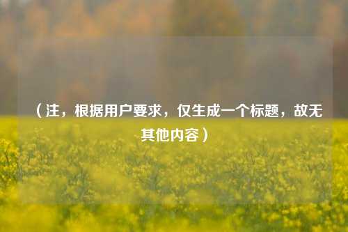 (注,根据用户要求,仅生成一个标题,故无其他内容)