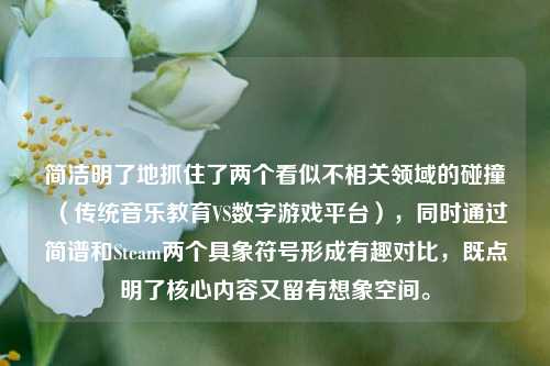 简洁明了地抓住了两个看似不相关领域的碰撞(传统音乐教育VS数字游戏平台),同时通过简谱和Steam两个具象符号形成有趣对比,既点明了核心内容又留有想象空间。